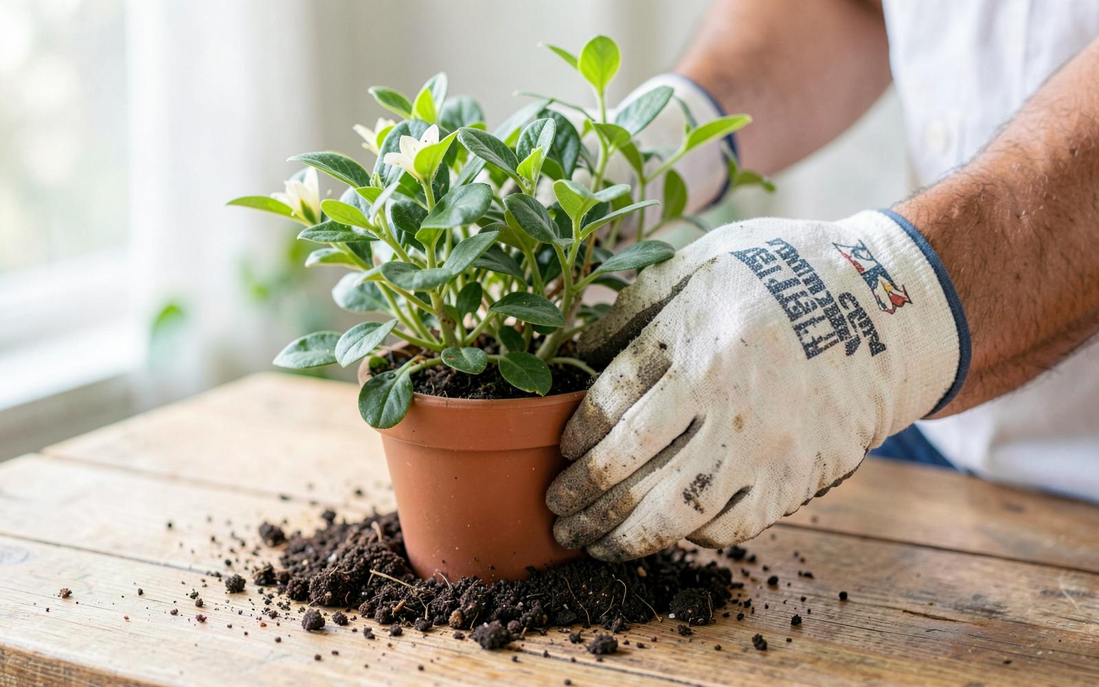 Cuidado técnico com plantas em vaso